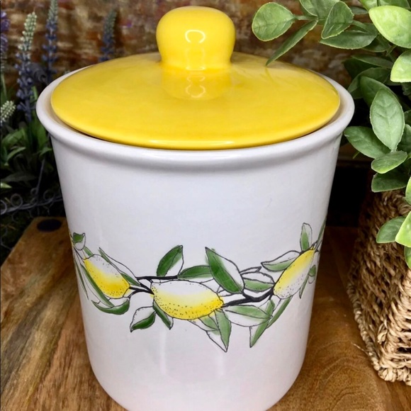 Lemon Ceramic Canister with Sunny Yellow Lid  New - Picture 3 of 5